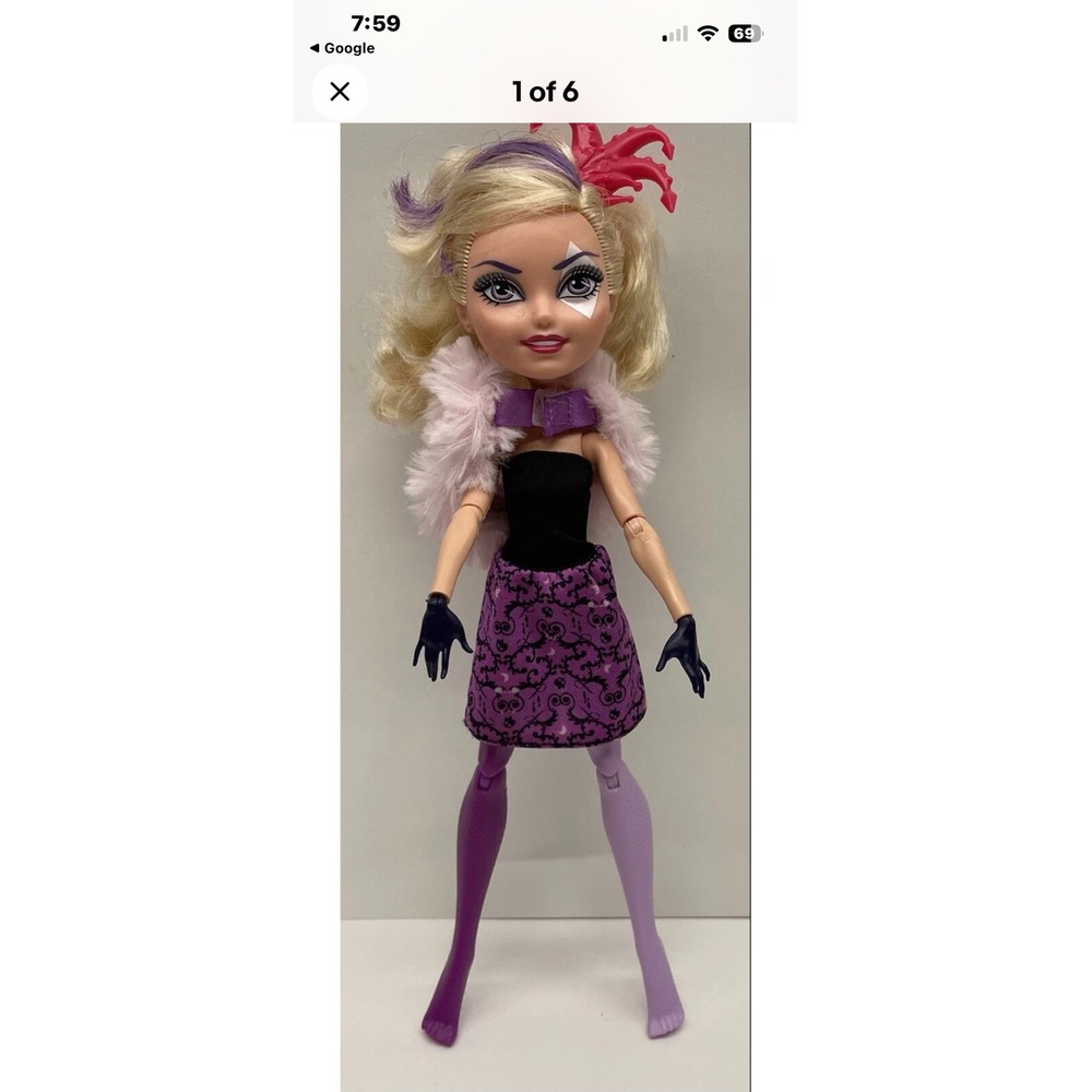 Ever After High Apple White Way Too Wonderland Doll Purple Hair Mismatched Legs
